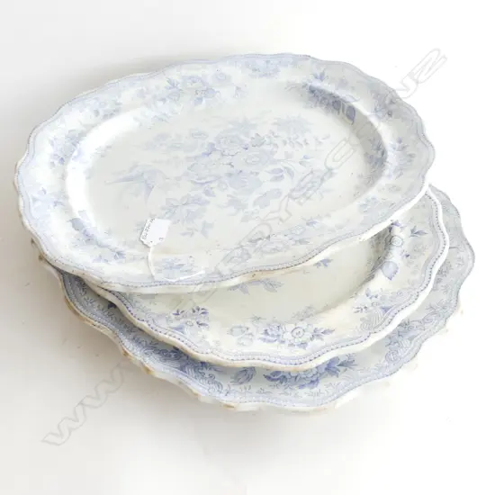 SET 3 VICTORIAN ASHETTES B&W floral & bird lgest L.500mm some faults