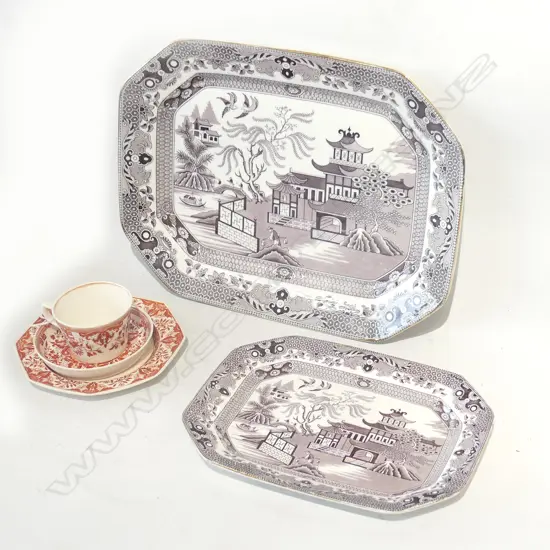 2 BURLEIGHWARE WILLOW ASHETTE 300x395mm + MINTON TRIO 