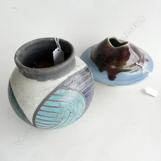 2 STUDIO POTTERY VASES; YVETTE PHILLIPS H.175mm, OTHER ex Mandeno estate