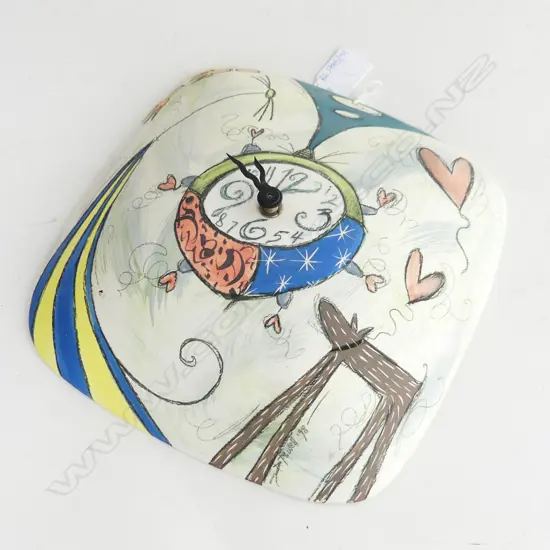 D. (DEBRA?) POWELL STUDIO POTTERY WALL CLOCK 230x230mm