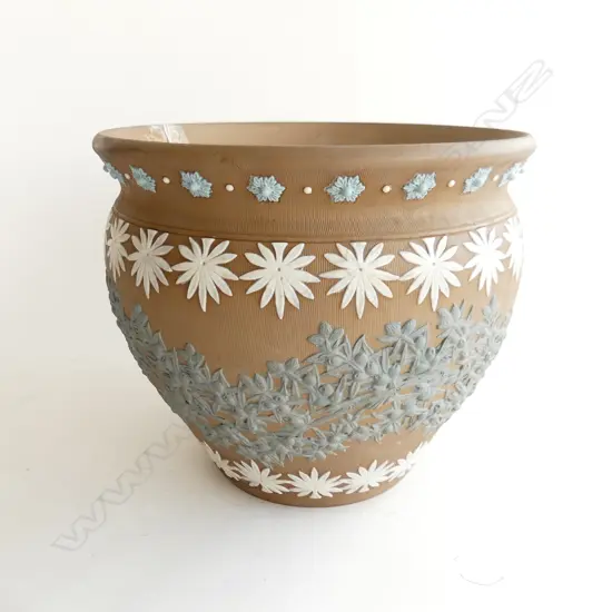 JARDINIER DECORATED w FLOWERS, ROYAL DOULTON LAMBETH, H.210mm