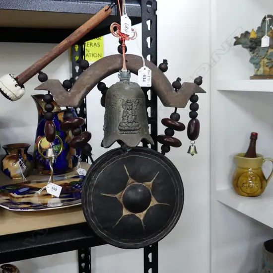 ANTIQUE GONG (H 350MM & ASIAN BELL (H. 145MM)