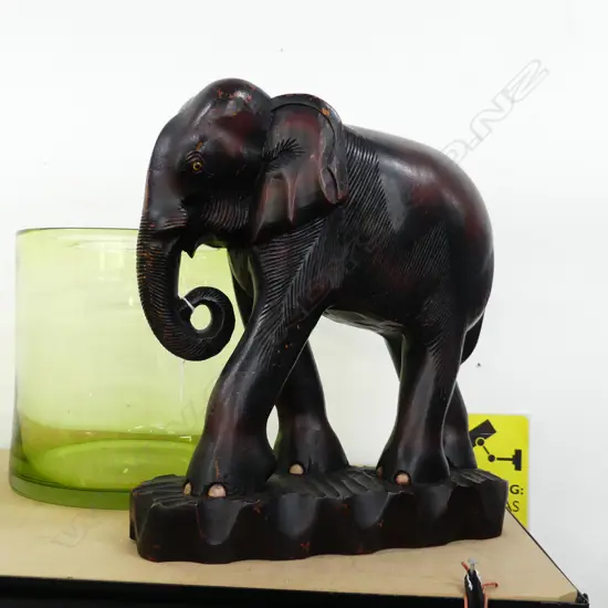 TEAK ELEPHANT H380MM . ( SOME STAIN LOSS )