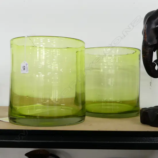 PR LG GREEN GLASS VASES H.270mm / 260mm dia