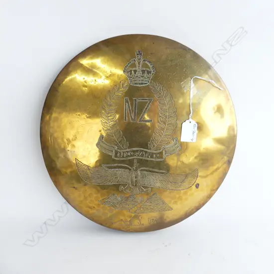 WWII NZ ONWARD EGYPT BRASS ENGRAVED GONG 1940 Dia.320mm