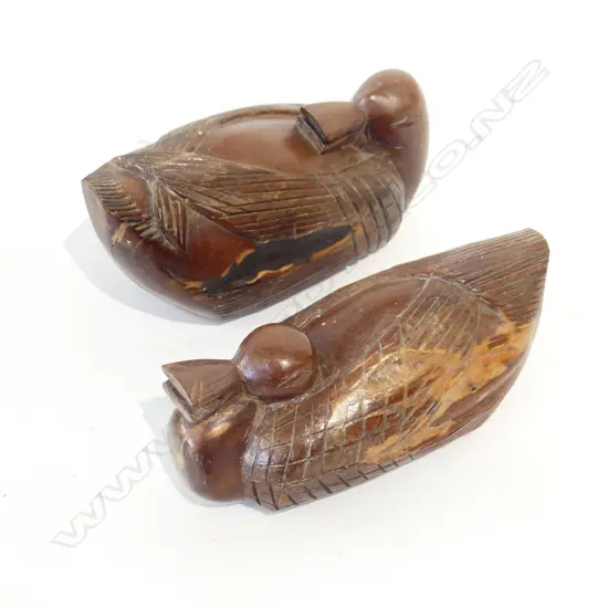 PR HEAVY WOODEN FOLK ART HAND CARVED DUCKS L. 210MM