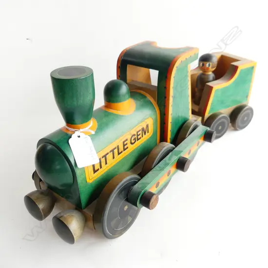 'LITTLE GEM' CHILDS WOODEN TRAIN SIGNED NIC '90 L.430mm MADE IN ENGLAND