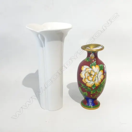 TWO VASES; CLOISSONE & WHITE ARZBERG, H. 180 & 230mm