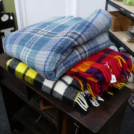 2 WOOL TRAVEL BLANKETS + ONE OTHER WOOL BLANKET