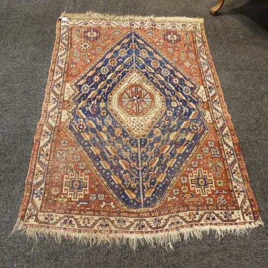 VINTAGE HAND KNOTTED ALL WOOL RUG 1450x940mm