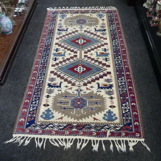 HAND KNOTTED WOOL PILE RUG 2000x1140mm