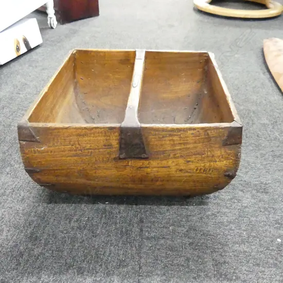 LG WOODEN ORIENTAL RICE BUCKET w. METAL DETAIL 360x360x230mm