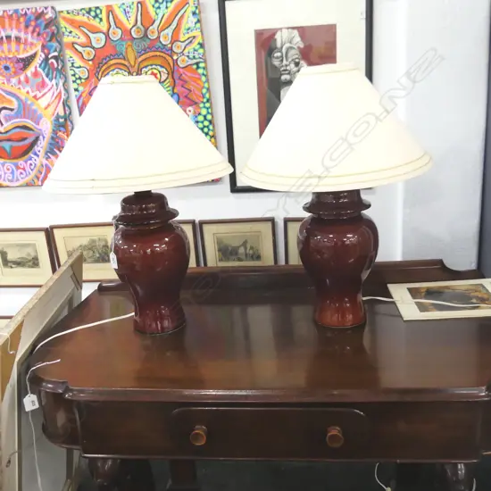 PR BROWN CERAMIC GINGER JAR LAMPS H.550mm