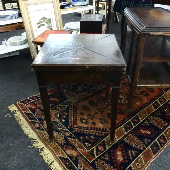 OAK FOLDING CORNER CARD GAMES TABLE 520x520x690mm