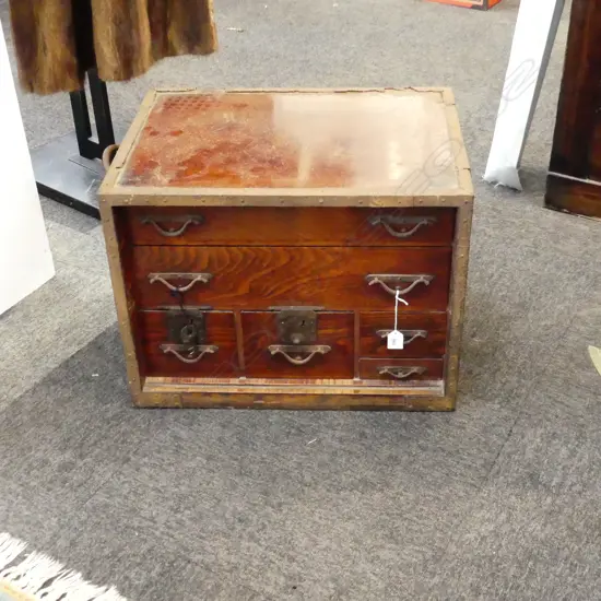 IRON BOUND FUNA DANSU SHIPS CAPTAIN’S CHEST. 6 DRAWER. W.530 D.390 H. 400mm