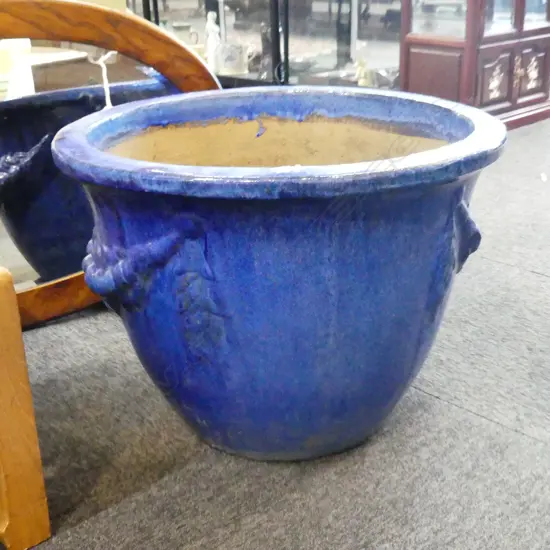 LG BLUE GLAZED GARDEN POT DIA500MMH400MM