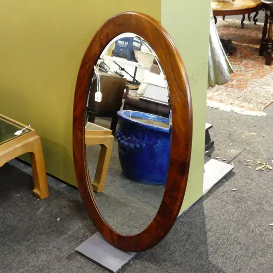 LG OAK FRAMED OVAL BEVELLED WALL MIRROR 560 X 900MM