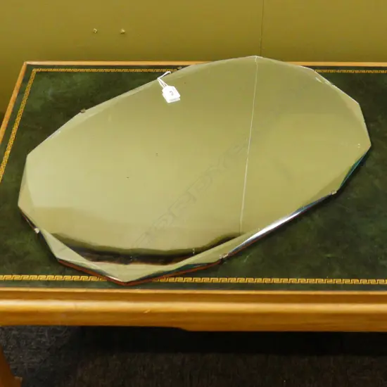 VINTAGE BEVELLED EDGED WOODEN BACKED WALL MIRROR 610 X 415MM