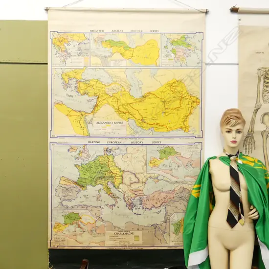 VINTAGE MAP; ANCIENT EMPIRES - ALEXANDER, CHARLEMAGNE 1750x1150mm