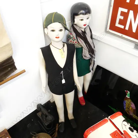  VINTAGE YOUNG BROTHER & SISTER MANNEQUINS FAULTS H180MM