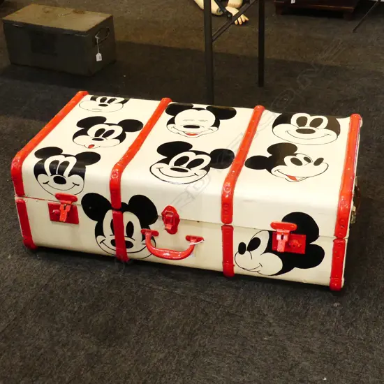 LG VINTAGE 'MICKEY MOUSE' PAINTED SUITCASE, 920 x 490 x 300mm