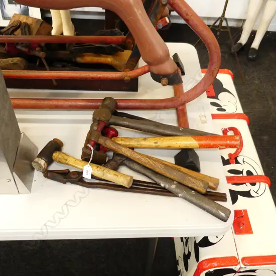 COLLECTION OF VINTAGE TOOLS INCLUDING HAMMERS,ETC