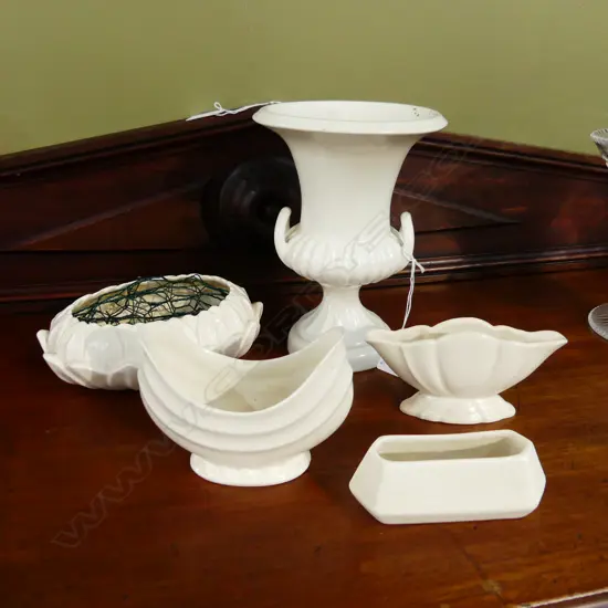 5 WHITE GLAZED VASES H.200mm