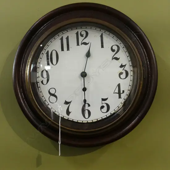 LG ROUND WOODEN CASED WALL CLOCK, GILBERT USA -  A.F DIA 430MM