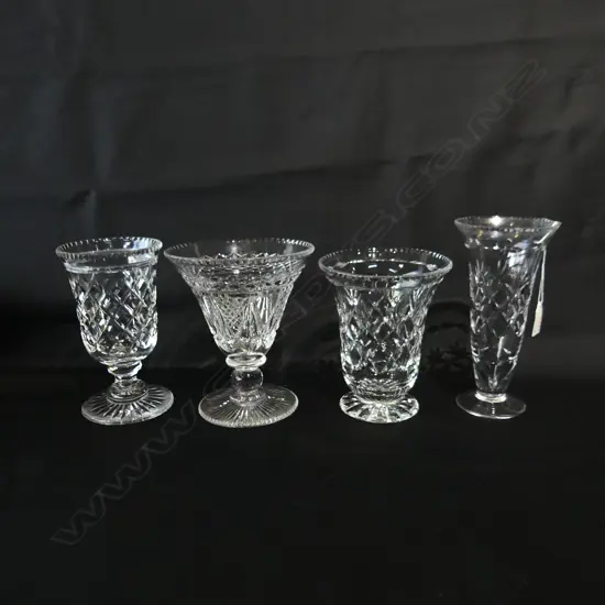 4 CRYSAL VASES; WEBB ETC H.200mm