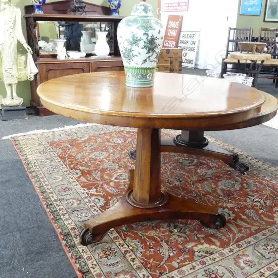 REGENCY MAHOGANY TILT TOP DINING TABLE 1030mm dia H.710mm