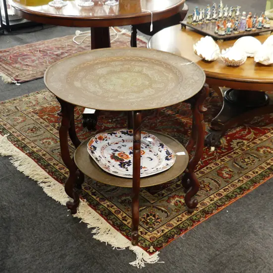 CHINESE DOUBLE BRASS FOLDING TABLE H.620 / 620mm dia