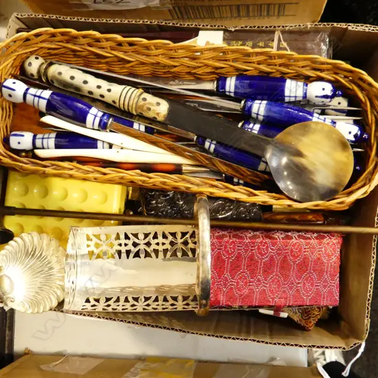 BOX LOT ASST. CUTLERY, CHOPSTICKS & RESTS ETC