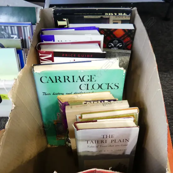 BOX LOT ASST BOOKS INCL ANTIQUES REFERENCE BOOKS