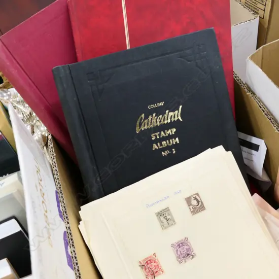 BOX LOT ASST. STAMPS; ALBUMS ETC