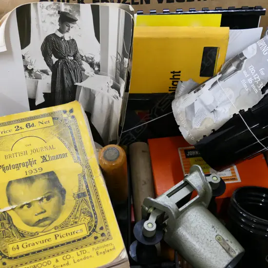 BOX LOT ASST. PHOTOGRAPHY EQUIPMENT ETC