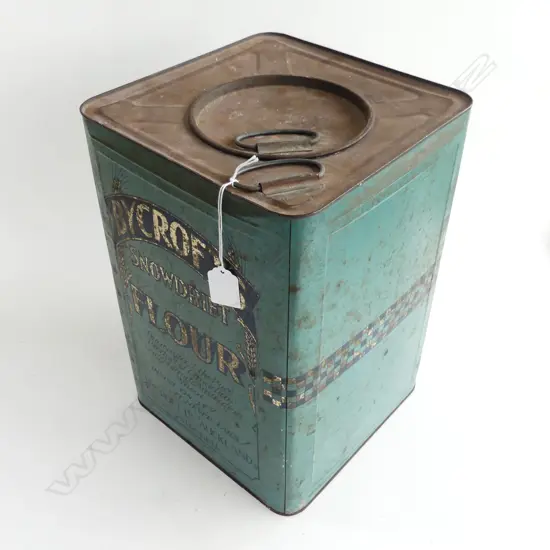 VINTAGE TIN; BYCROFTS SNOWDRIFT FLOUR 240x240x355mm
