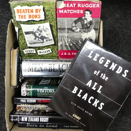 BOX LOT BOOKS; ALL BLACKS / RUGBY INTEREST