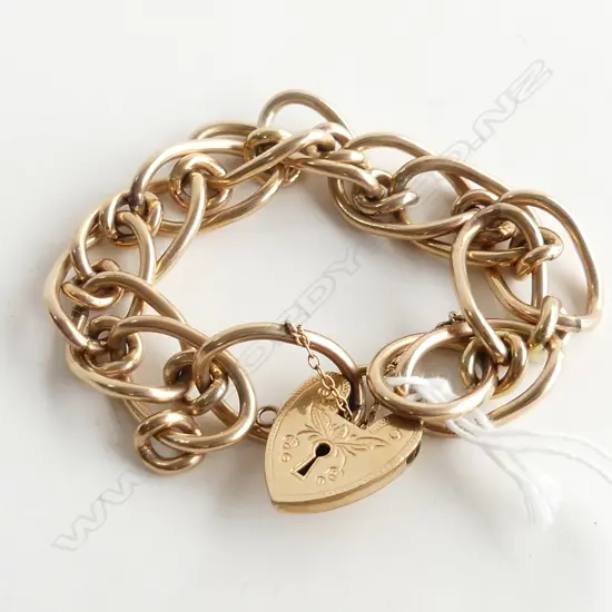 HEAVY ROLLED GOLD BRACELET WITH PADLOCK  46.6GMS 17cm long