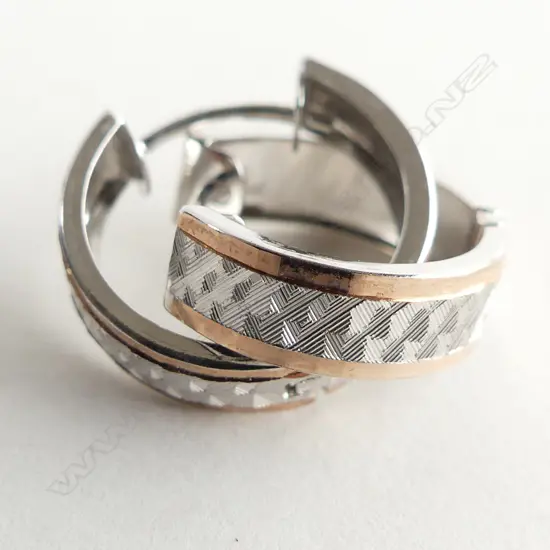 PR 9CT 2 TONE WHITE GOLD SM HOOP EARRINGS 