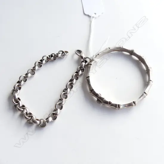 SILVER PLATED BELCHER LINK BRACELET & SILVER BANGLE