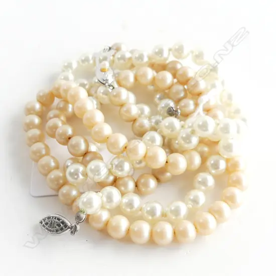 2 FAUX PEARL NECKLACES