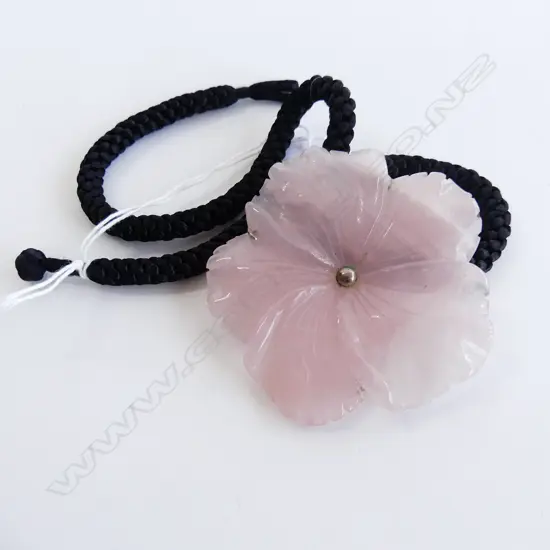 ROSE QUARTZ PENDANT ON SILK CHORD