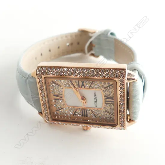 REPLICA LADIES WATCH, SWISS MOVEMENT, GREY LEATHER STRAP, WORKING