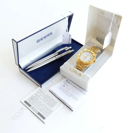 BOXED LORUS GENT'S WATCH & BOXED PR SHEAFFER PENS