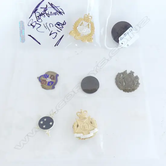 7 asst MILITARY BADGES + KIRKCALDIE & STAINS TOKEN ETC