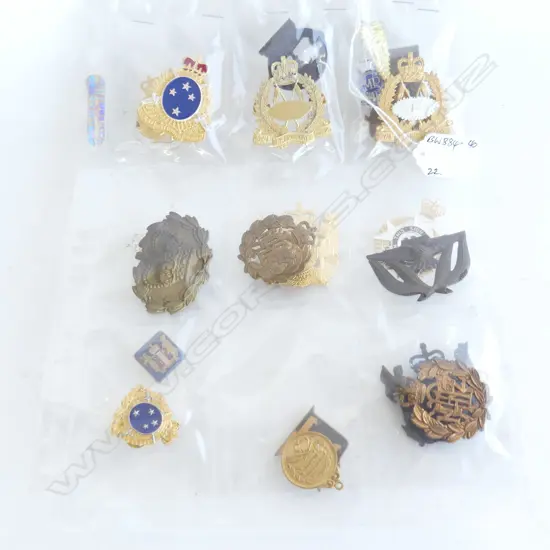 22 ASST BADGES + MEDALLIONS ETC