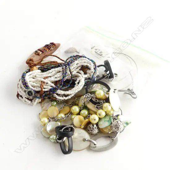 LOT ASST VINTAGE PAUA  AND SHELL NECKLACES