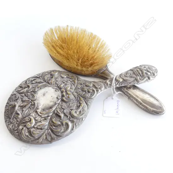 S/SILVER HAIR BRUSH & EP DRESSINGTABLE MIRRORSTONE