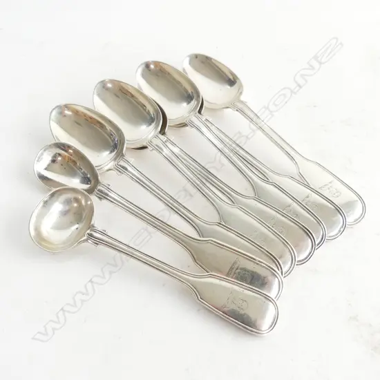 8 STG SILVER TEASPOONS LONDON 1856 256 GRAMS (2 MUSTARD)