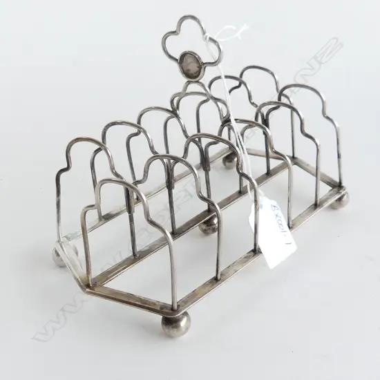 GEO.111 SILVER TOASTRACK 6 SLICE L.180mm. 180gms